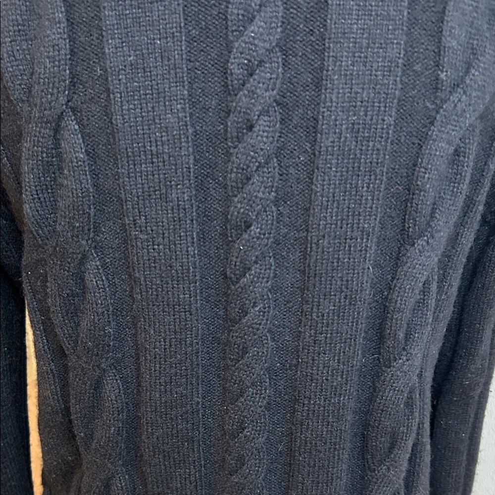 Talbots Black Cable Knit Cardigan with Gold Buttons - Picture 10 of 13